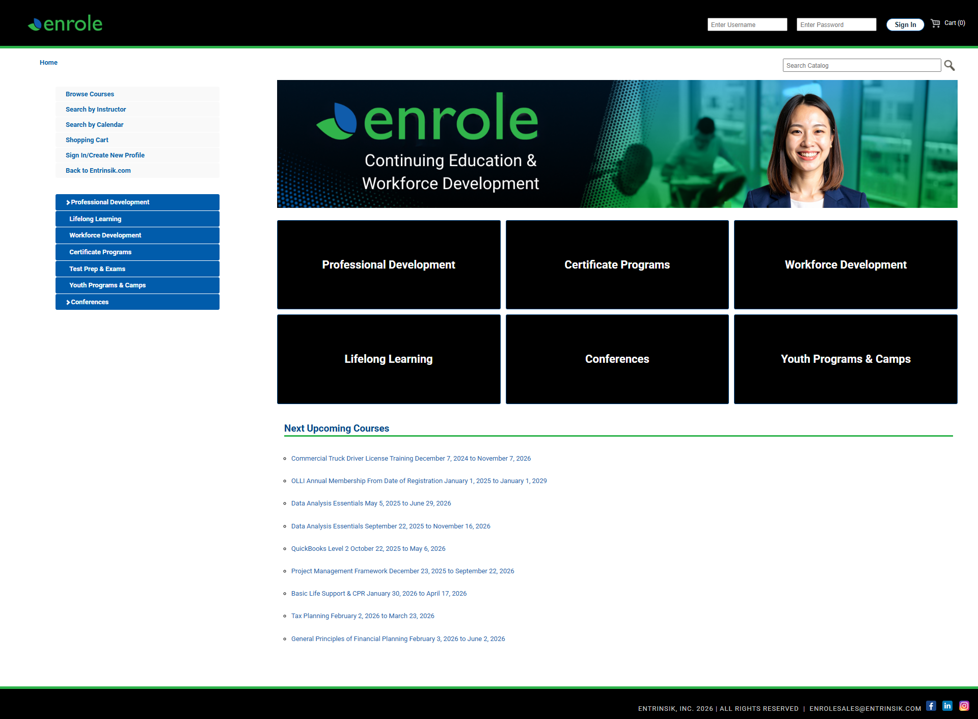Enrole continuing education and workforce development catalog